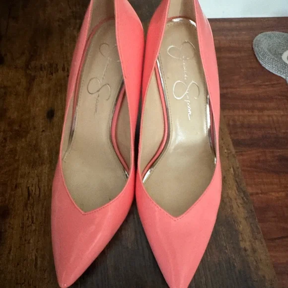 Jessica Simpson Coral Pointed Toe Pumps - Bright Coral Heels - Picture 2 of 4
